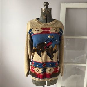 Liz Sport Western Horse Rodeo Beaded Ugly Sweater
